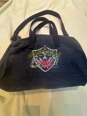 Aeropostale Navy Canvas Duffel with Embroidered Crest
